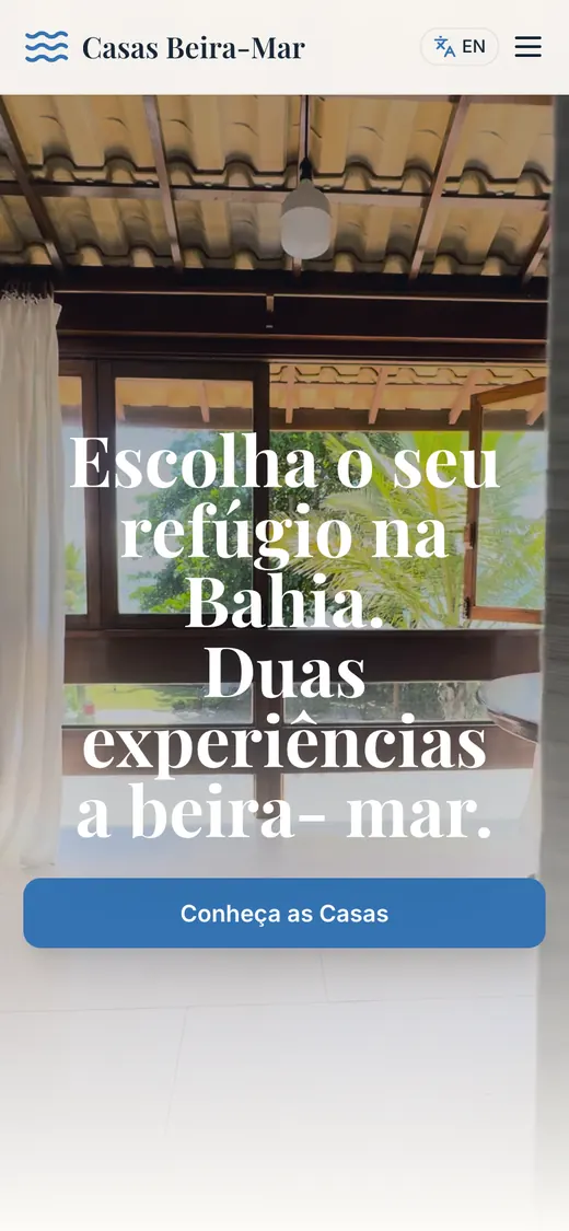 Site Casas Beira-Mar no celular